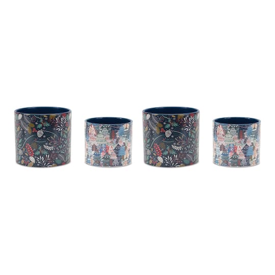 Berry & Pine Tree Holiday Planter Set